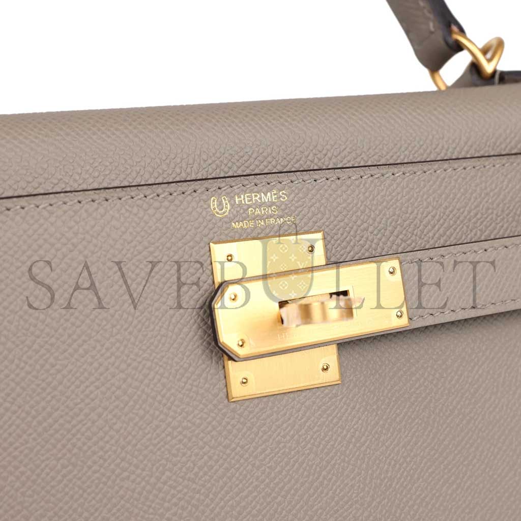 H**mes master kelly sellier 28 gris asphalte verso epsom brushed gold hardware (28*22*10cm)